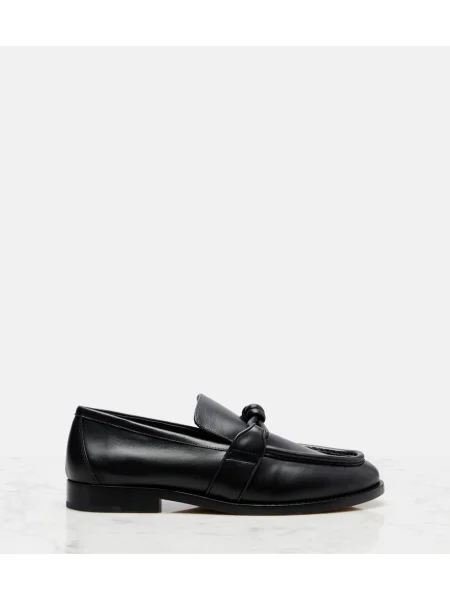Kožené loafersy Bottega Veneta čierna