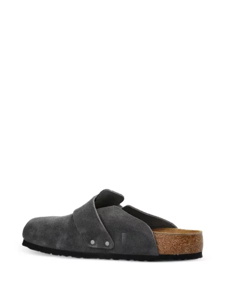 Papuci tip mules Birkenstock din piele de căprioară gri