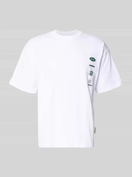 Koszulka z nadrukiem logo krój regular fit Another Cotton Lab biała