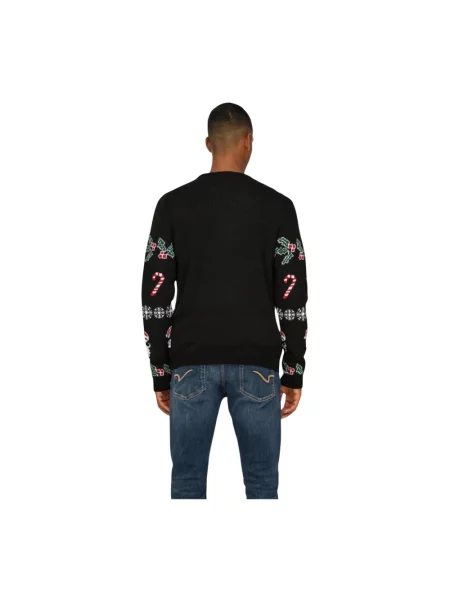Dzianinowy sweter Only & Sons z nadrukiem czarny