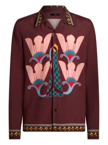 Cămașă Etro cu imagine lungă roșu