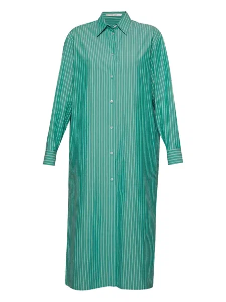 Rochie tip cămașă The Row cu dungi de costum verde