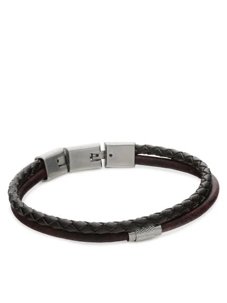 FOSSIL Náramok tmavohnedá / strieborná hnedá