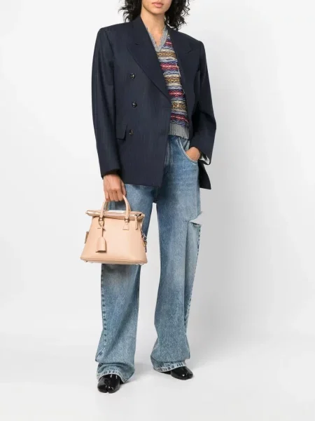 Kožená kožená taška Maison Margiela růžová