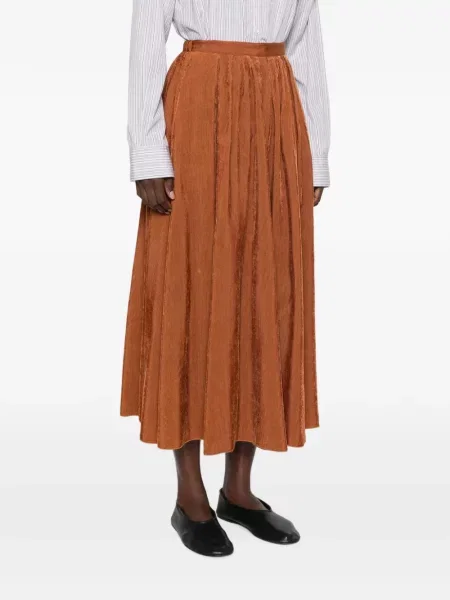 Fustă midi Forte_forte de catifea cord maro