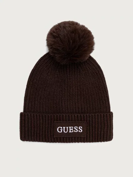 Guess čepice s bambulí AMORETTE hnědý
