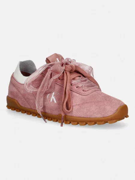 Calvin Klein Sneakersy Low Profile Run MG Sue różowy