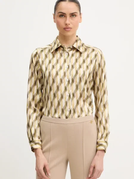 Luisa Spagnoli cămașă de mătase Belpasso galben