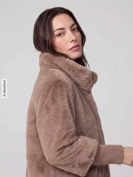 S.Oliver BLACK LABEL kurtka ze sztucznego futra Kobiety brązowy|beżowy 34 czarna
