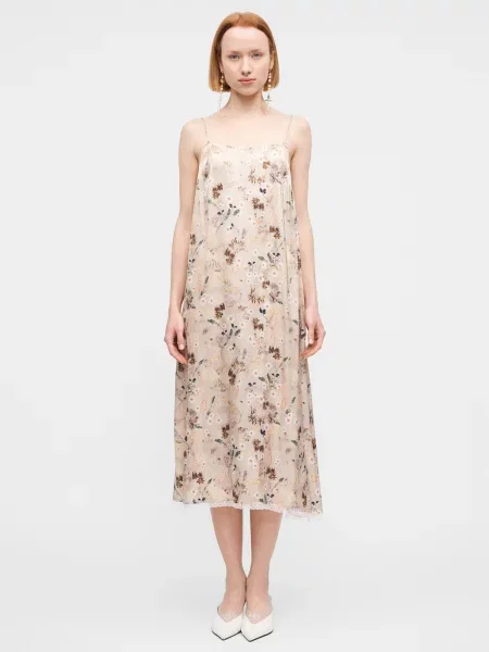 MUNTHE rochie de vară cu vâscoză BARIKA SLIP alb