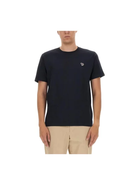 Koszulka Ps By Paul Smith w zebrę z logo niebieska