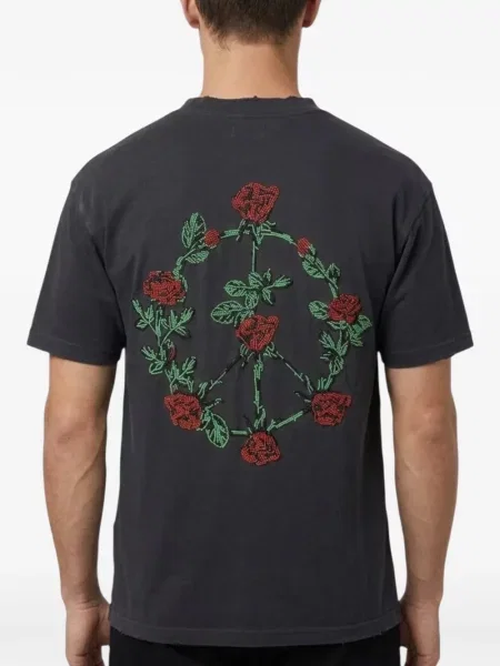 Tricou Bldg4 cu broderie cu model floral gri
