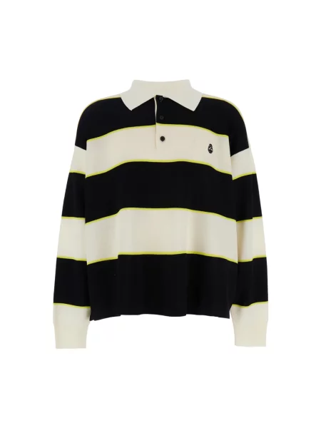 Koszulka polo Alexander Mcqueen w paski z paskiem czarna