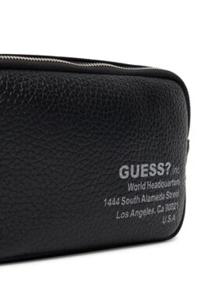 GUESS Torbica za okrog pasu NEW YORK črna bela