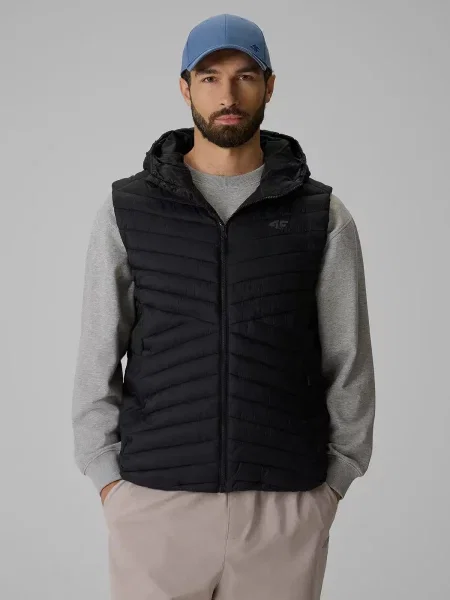 4F Kamizelka puchowa ocieplana z kapturem CITY JACKETS S czarna