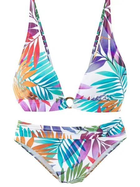 LASCANA Costum de baie două piese azur / lila / portocaliu alb