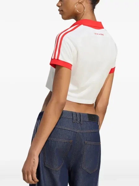 Top Adidas cu broderie alergare din jerseu negru