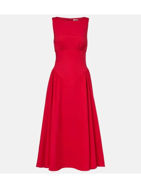 Rochie midi Staud până la genunchi din poplin de costum roșu