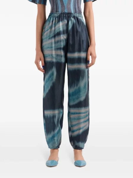 Pantaloni Giorgio Armani de mătase cu gradient albastru