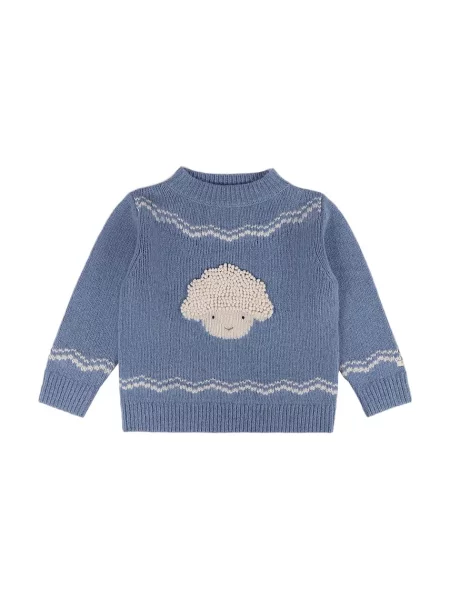 Donsje sveter dojčenský z meríno vlny Selwyn Merino Wool Sweater Lammy modrá