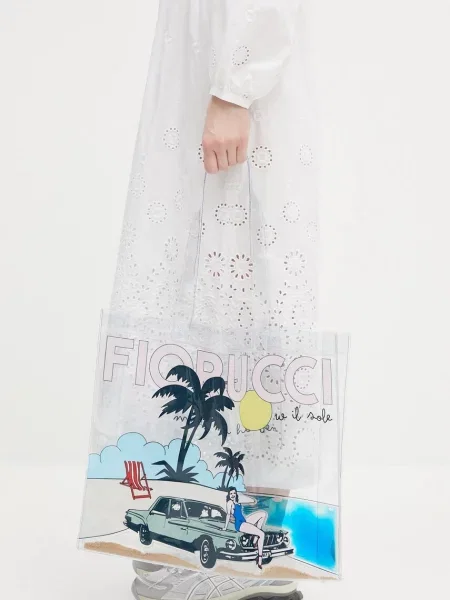 Fiorucci torebka Beach Print Pvc Tote transparentny