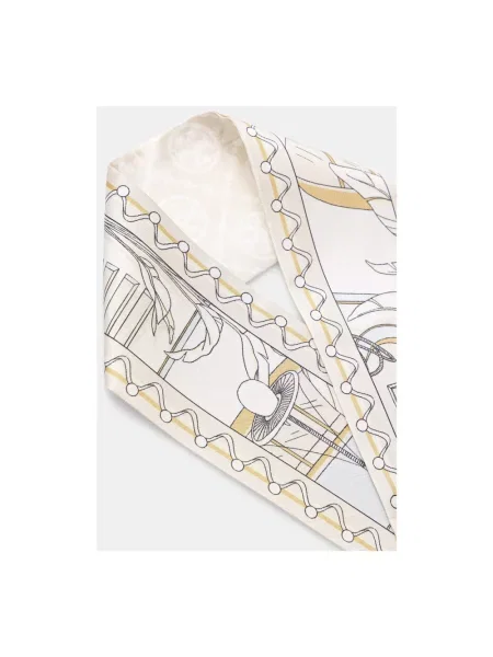 Tory Burch apaszka jedwabna Ribbon beżowa