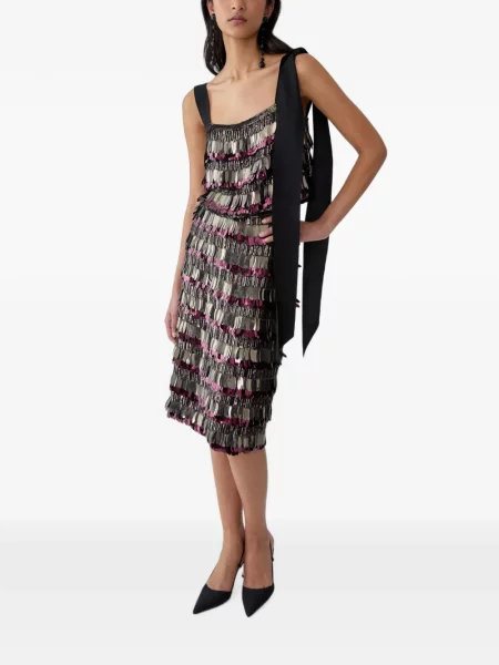 Fustă midi Carolina Herrera cu broderie negru