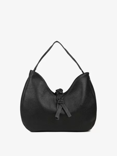 Torebka Hobo Shopper Ozdobiona Plecionką Nalorella czarna
