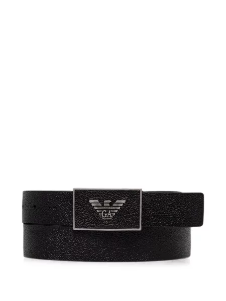 Curea Emporio Armani din piele cu autograf negru