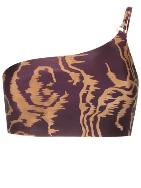 Bikini Lenny Niemeyer z nadrukiem w abstrakcyjne wzory na jednym ramieniu fioletowy
