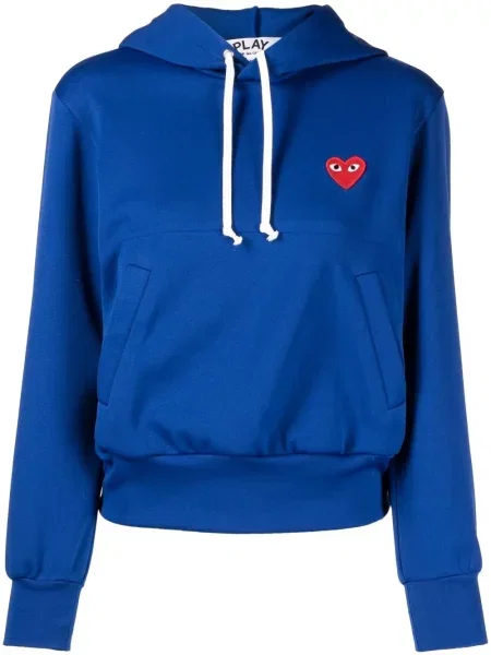 Hanorac cu glugă Comme Des Garcons Play cu motiv cu inimi albastru