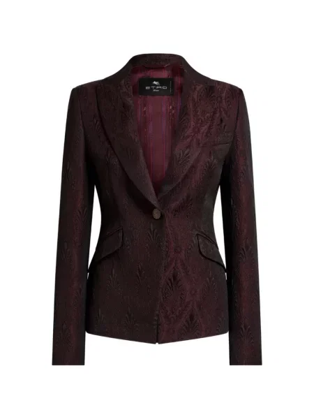 Geacă Etro cu model floral din jacard roșu