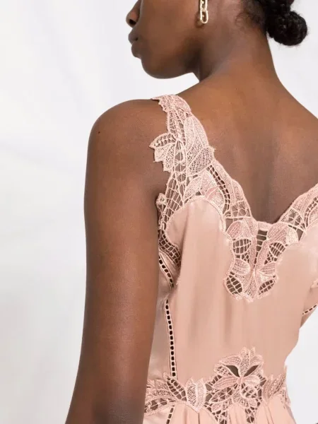 Rochie maxi Alberta Ferretti de mătase roz