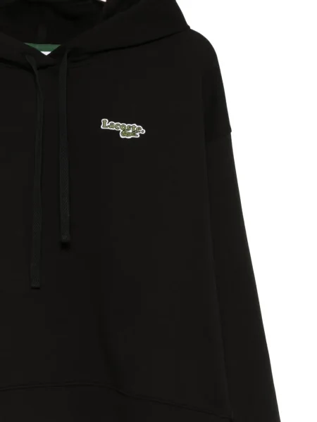 Hanorac cu glugă Lacoste cu glugă negru