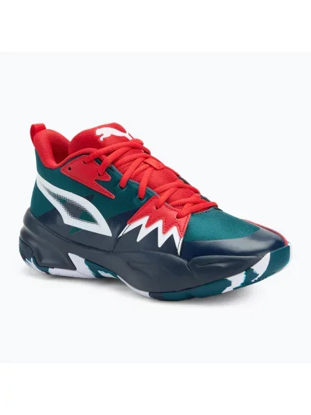 Încălțăminte de baschet pentru bărbați PUMA Genetics club navy/cold green/for all time red roșu