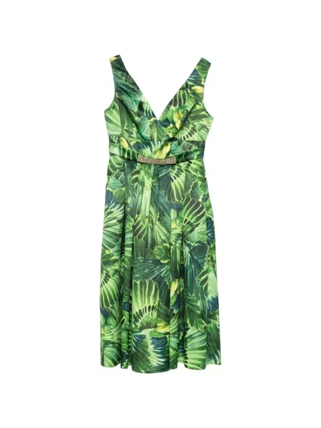 Rochie midi Alessandro Legora cu imagine cu imprimeu tropical verde