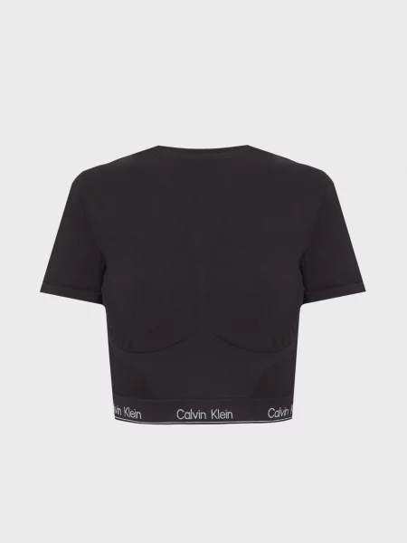 Короткий топ Calvin Klein з коротким рукавом чорний