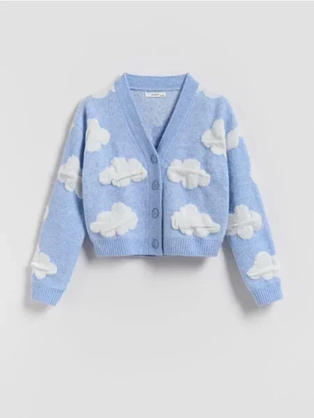 Reserved Kardigan we wzory jasnoniebieski
