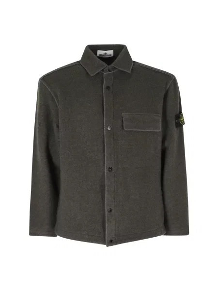 Kurtka koszulowa Stone Island z kamieniami zapinana na zatrzaski zielona