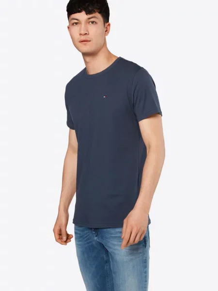 Tommy Jeans Tricou albastru închis / roși aprins alb