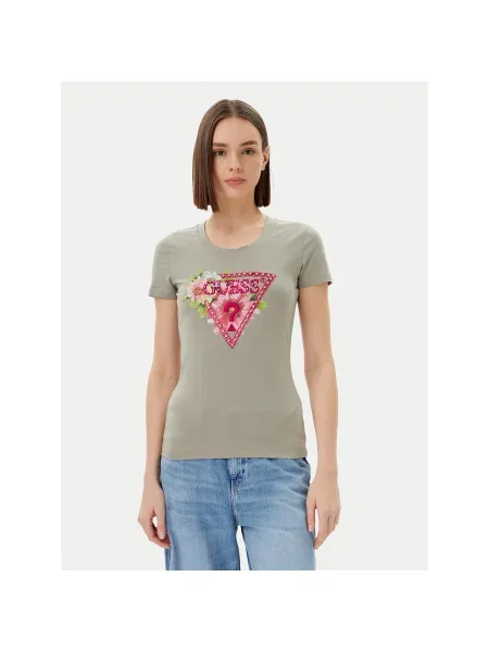 Guess Póló Zöld Slim Fit bézs