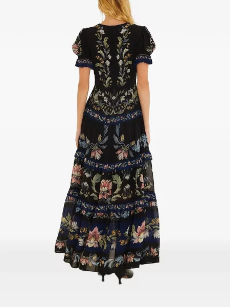 Rochie maxi Farm Rio cu model floral cu imagine negru
