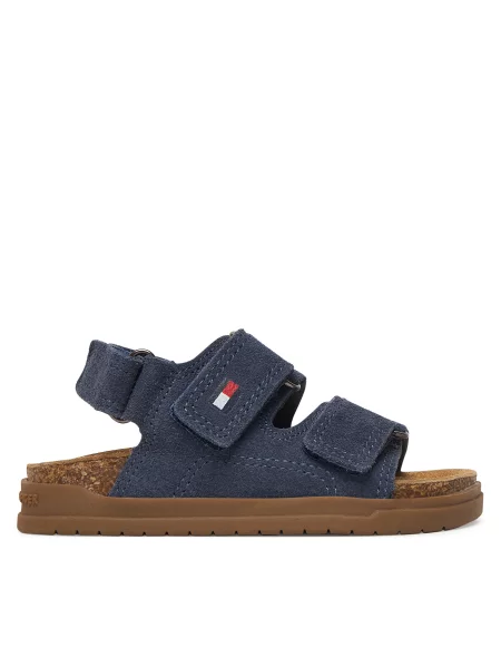 Otroški sandali iz semiša Tommy Hilfiger modra