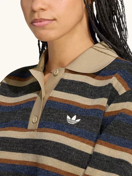 Adidas Originals Koszulka Polo Z Dzianiny Striped braun czarna
