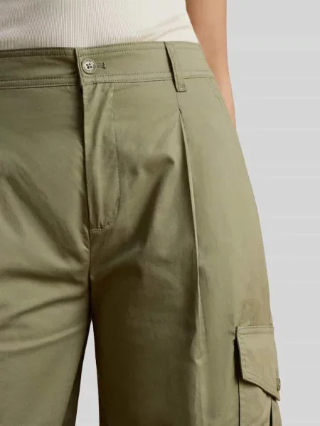 Spodnie cargo z szerokimi nogawkami z czystej bawełny Lauren Ralph Lauren zielone