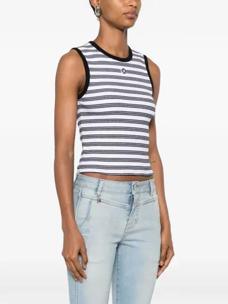 Top Amiri cu dungi tricotate alb