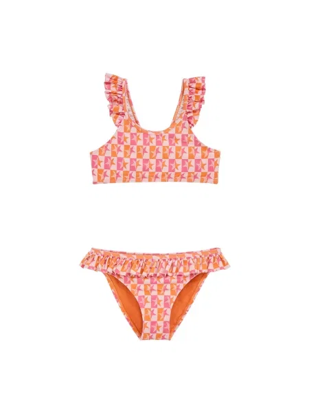 WE Fashion Costum de baie două piese portocaliu roz