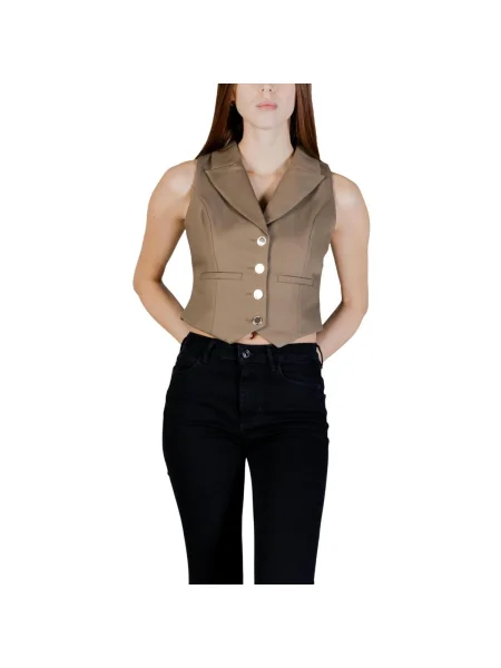Vestă cu nasturi Morgan De Toi cu un singur rând de nasturi verde