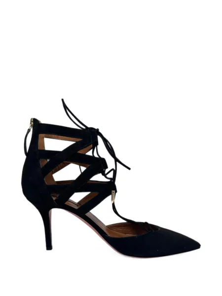 Pantofi cu toc Aquazzura cu șireturi din dantelă negru