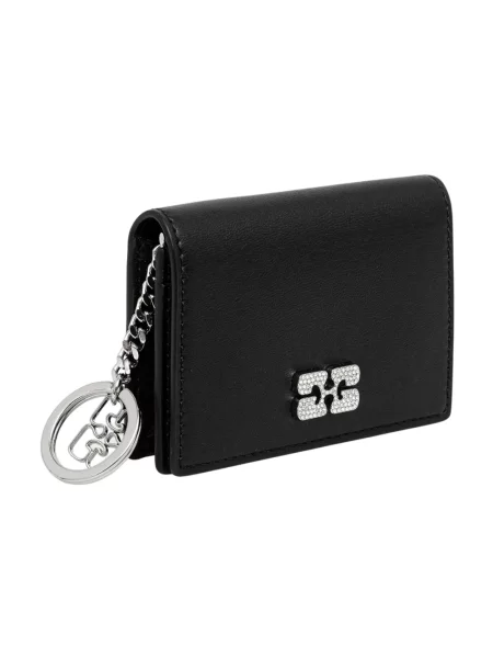 GANNI portfel Flap Card Holder Strass czarny